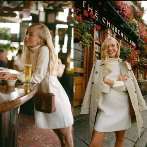 Pomander Place | NEW Winter White Vivianne Turtleneck Sweater Mini Dress Size L